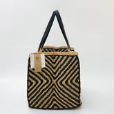 StrawWeave Eco-Friendly Handmade Raffia Tote Bag, Women's Large Capacity Color-Block Woven Shoulder Handbag, Stylish Summer Beach Vacation Purse